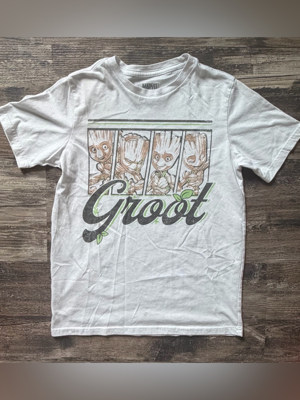 Marvel Groot graphic print white short sleeve t-shirt boys L 10-12
